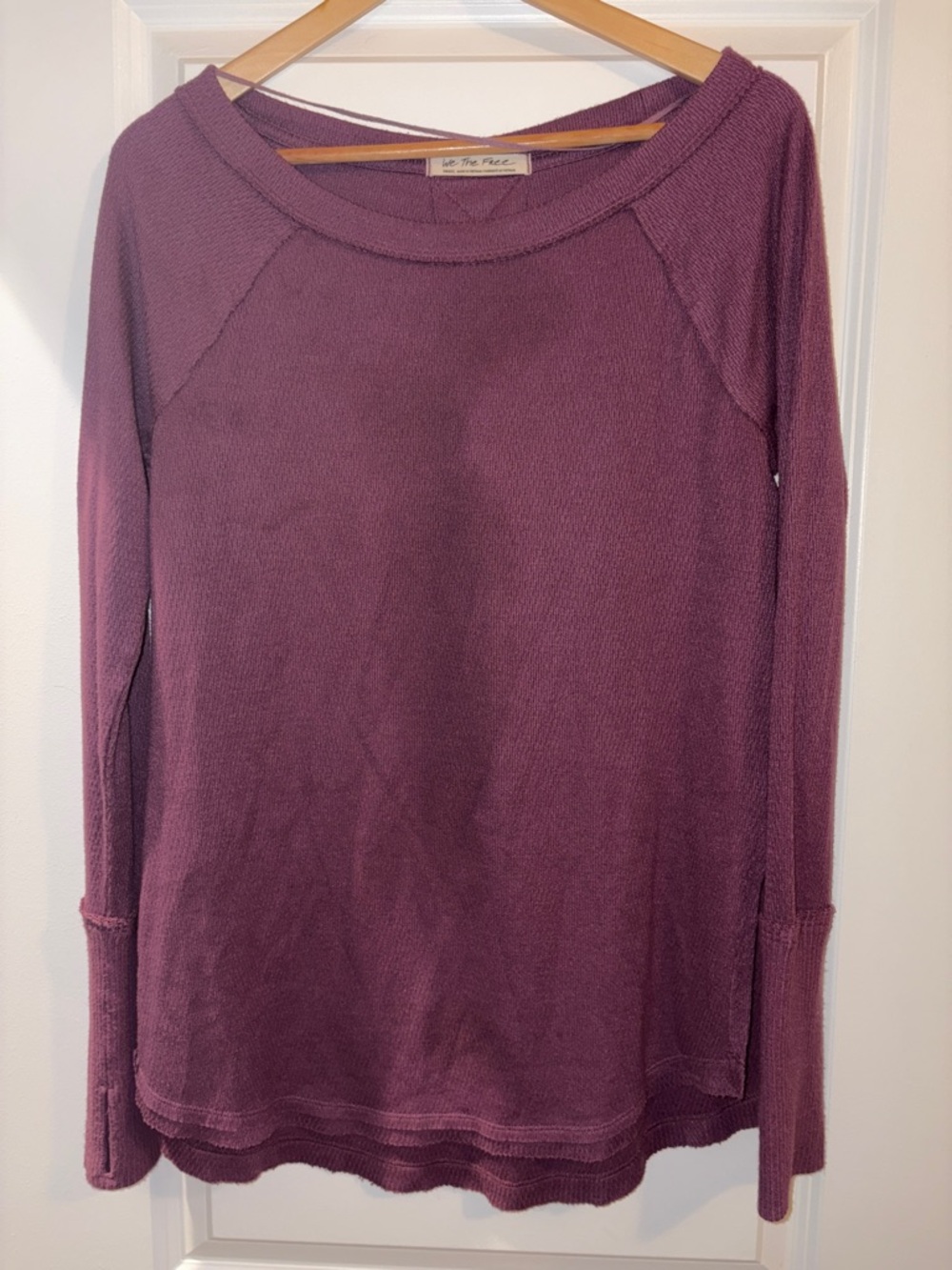 Free People We The Free | Long Sleeve Pullover Knit Oversized Shirt in Plum